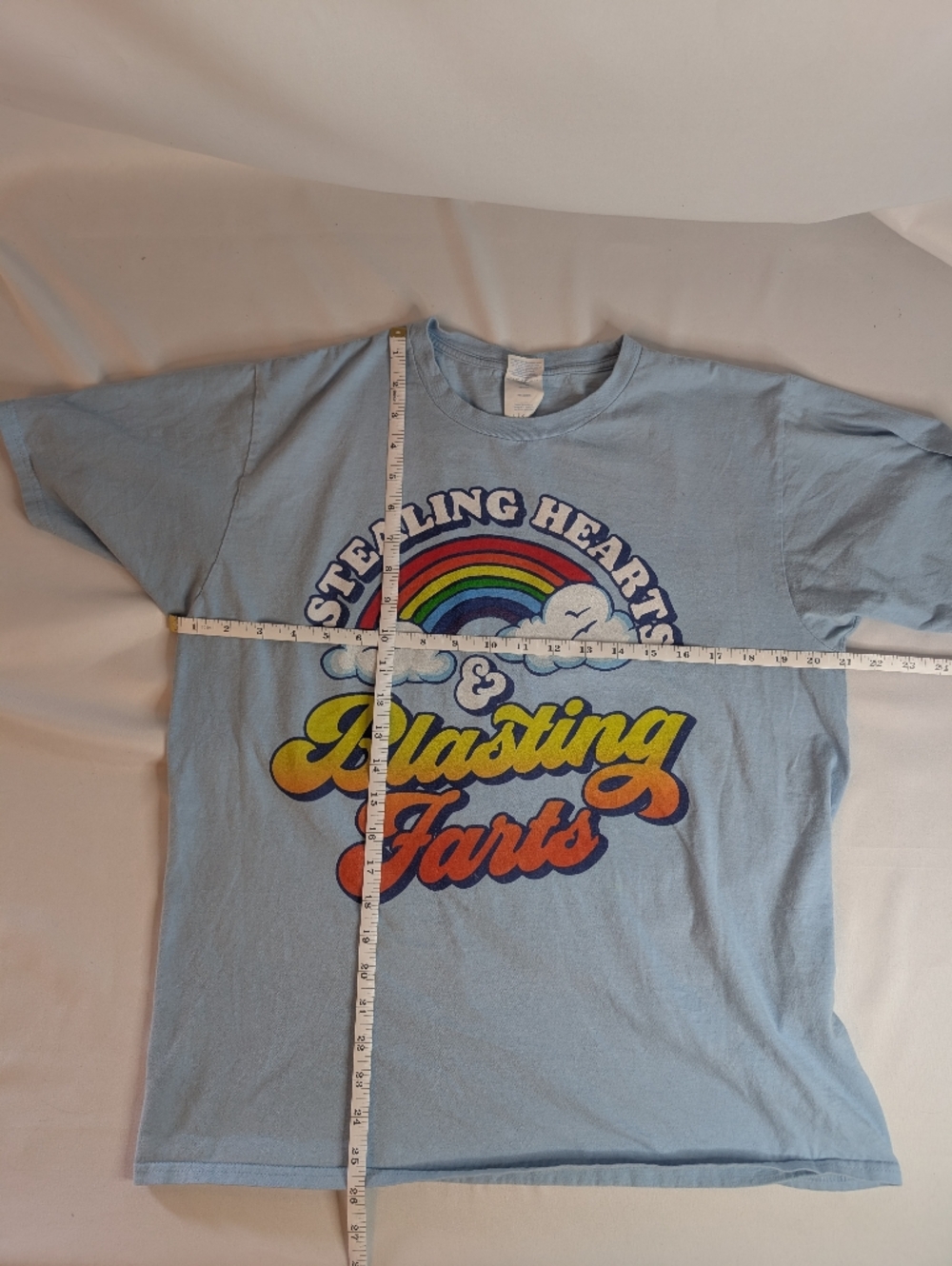 Port and Company Blue 'Stealing Hearts & Blasting Farts' Graphic Tee Size Large - Picture 2 of 4